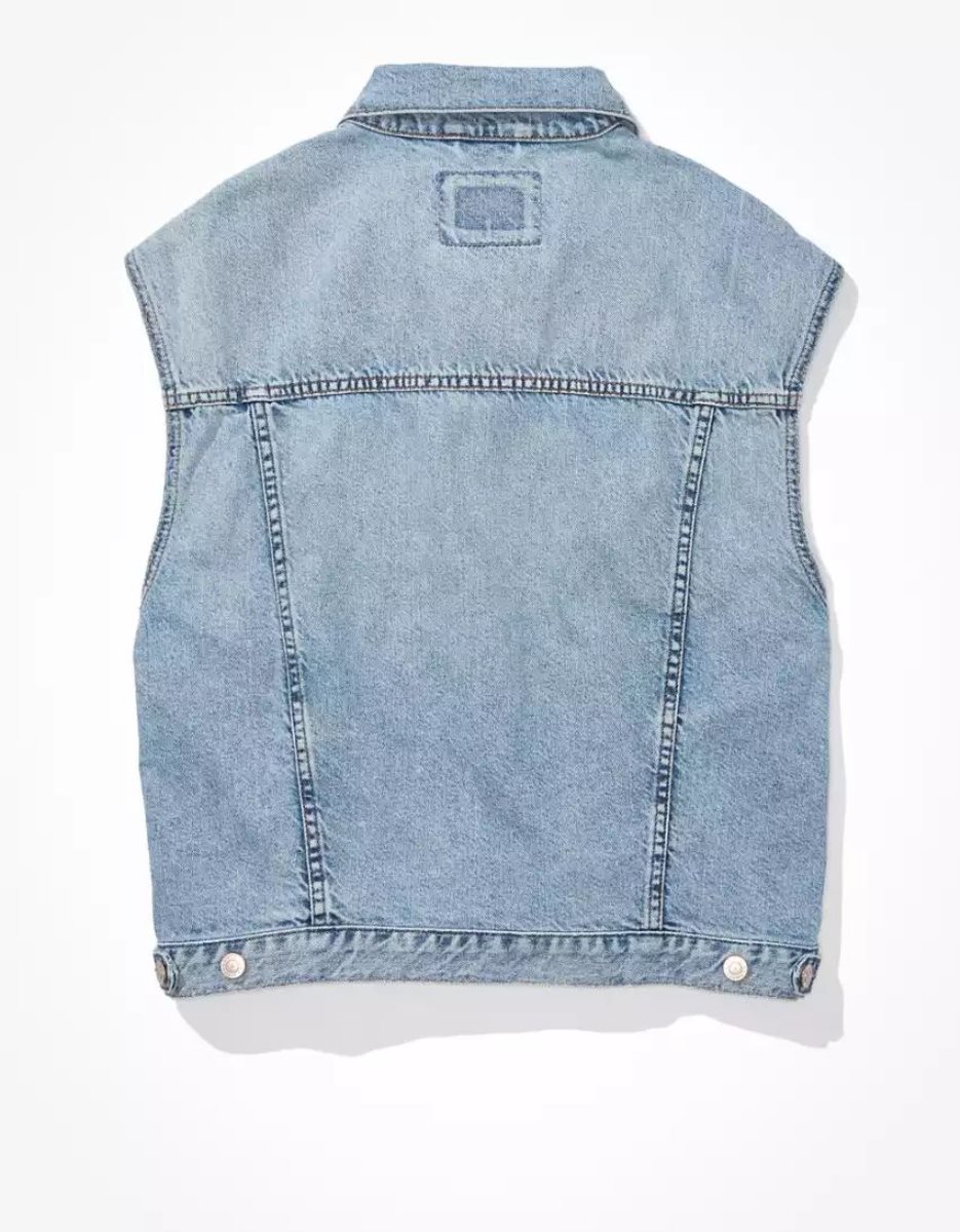 Vestes American Eagle AE Denim Vest Lavage Clair Femme | YSB-77924531